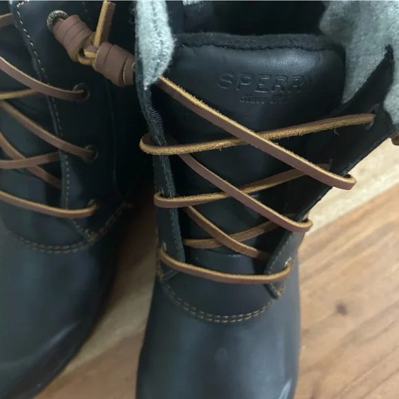 SPERRY WOMEN’s Black Leather Thinsulate Waterproof Snow Boots - Picture 3 of 7